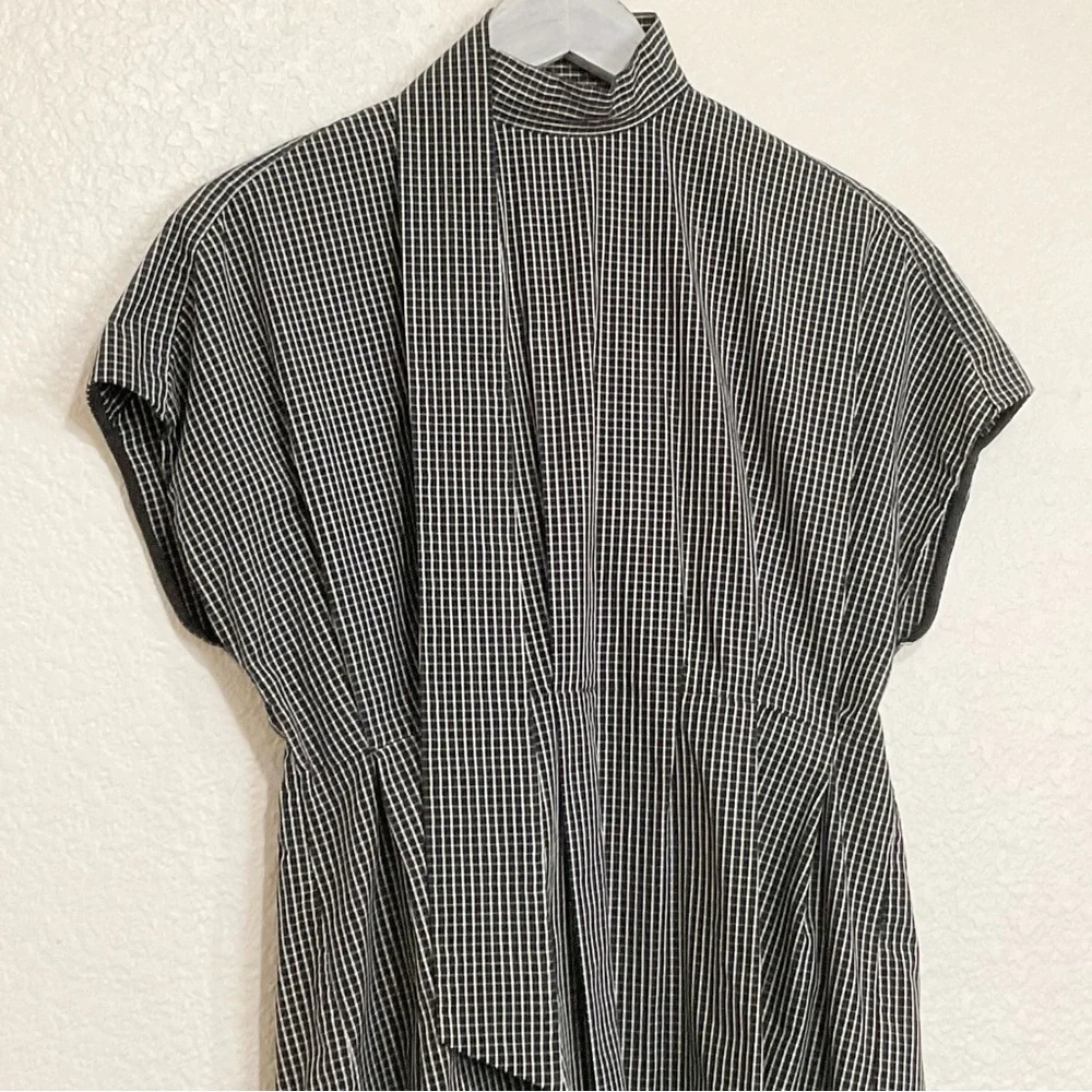 Fame and Partners Sebastian Top 40s Style Button Back Peplum Grid Windowpane - Picture 7 of 13